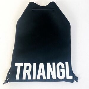 Triangl Swimwear Black Neoprene Drawstring Backpack Beach Bag 16” x 11”